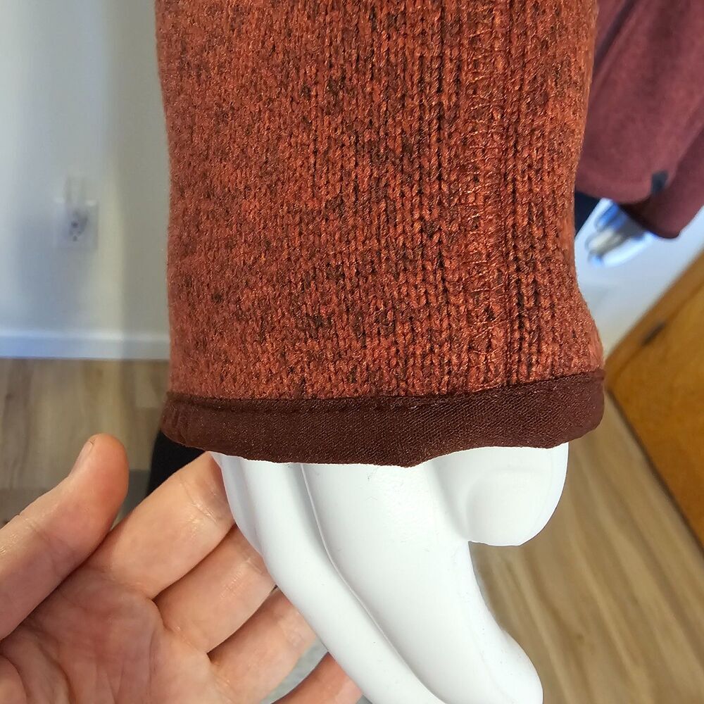 LL Bean Mens Jacket Large Regular Rust Knit Slightly Fitted Casual Fleece - Picture 5 of 14